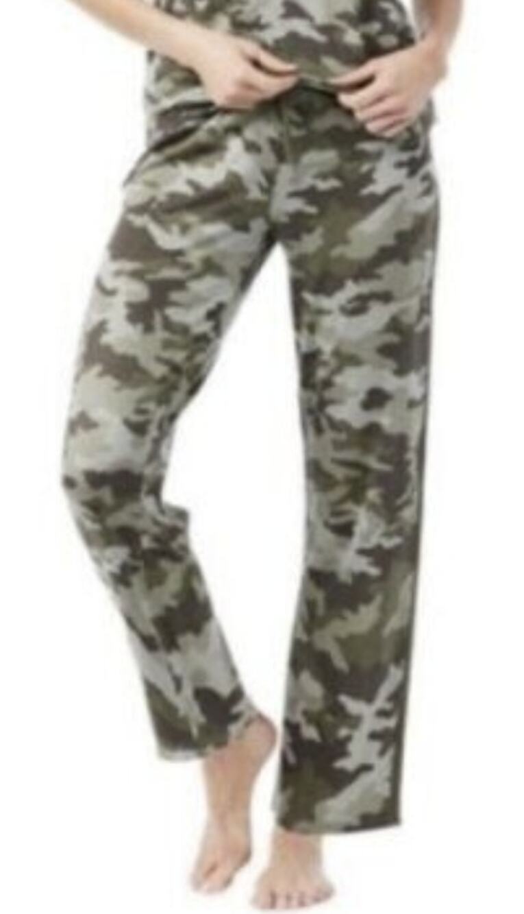 Lucky Brand Pajama Style Comfy Pants Green Camo High Rise Sweats Size M